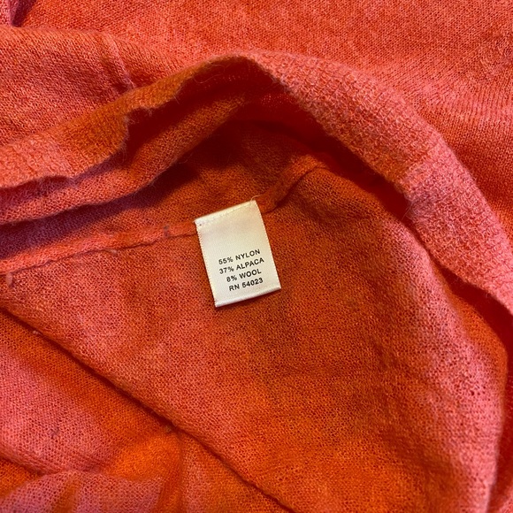 Banana Republic Neon Orange Long Alpaca Blend Cardigan with Gold Buttons, Size M - Picture 4 of 7